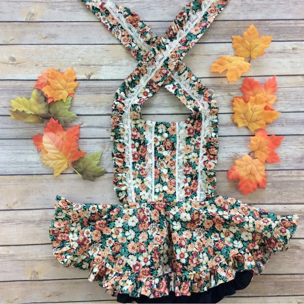 Floral Ruffle Dress with Cross Straps